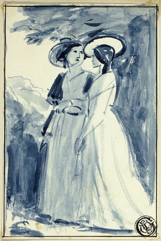 Two Women in Late Eighteenth Century Dress by William Edward Frost