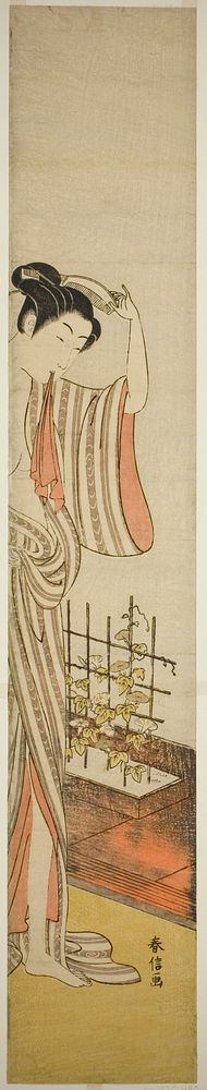 Beauty and Morning Glories by Suzuki Harunobu