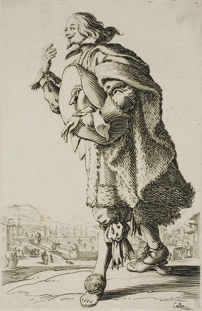 The Genleman who Salutes While Holding his Hat Beneath his Arm, plate two from La Noblesse by Jacques Callot