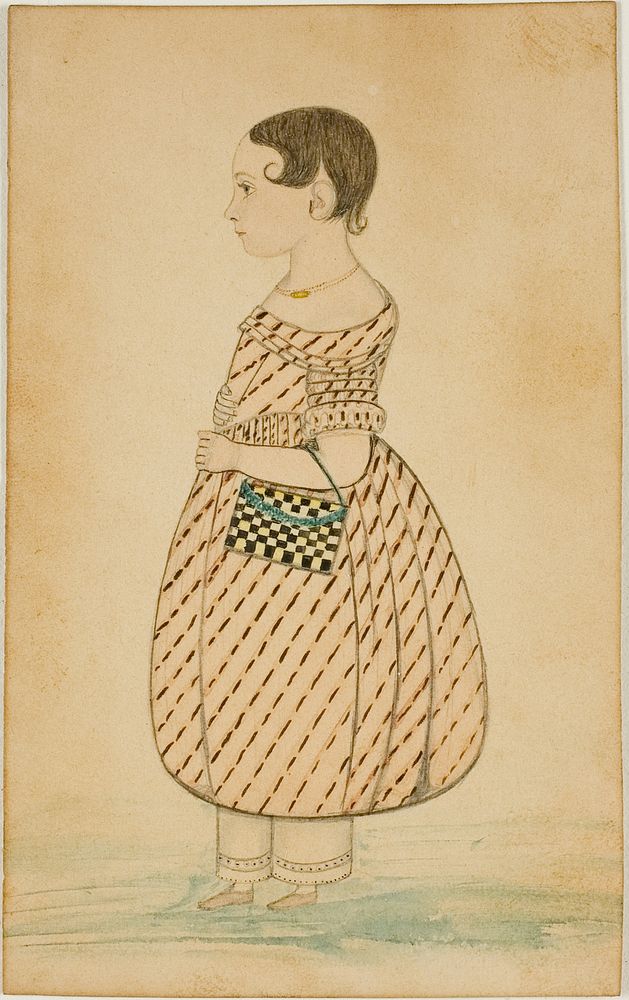 Little Girl with Checkered Purse in Profile to the Left by Unknown artist
