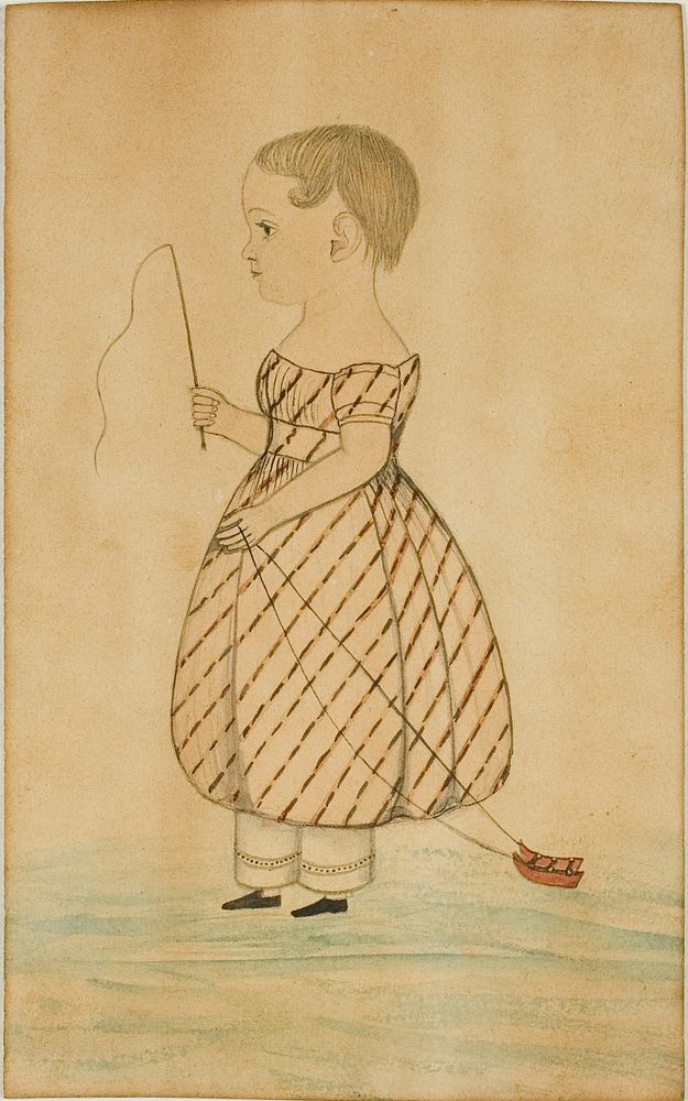 Standing Girl in Profile to Left with Whip and Toy Sleigh by Unknown artist