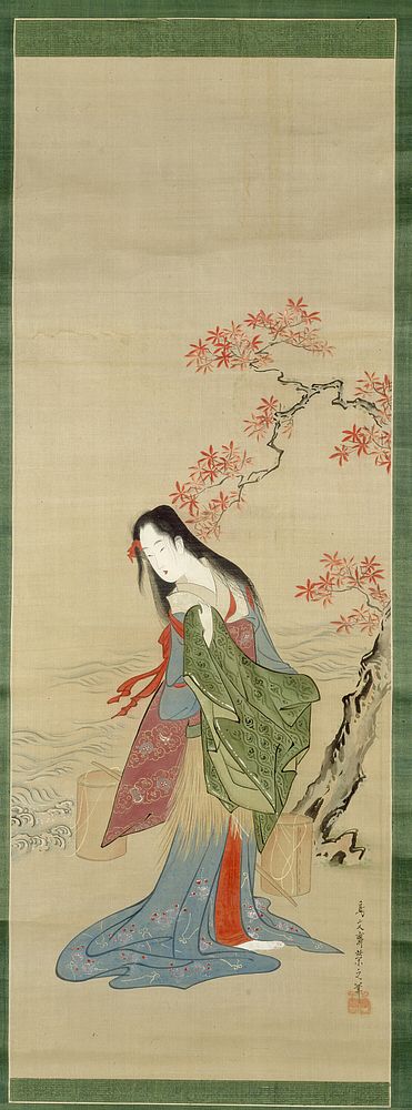 The Salt Maidens, Matsukaze with Yukihira's Coat by Chôbunsai Eishi