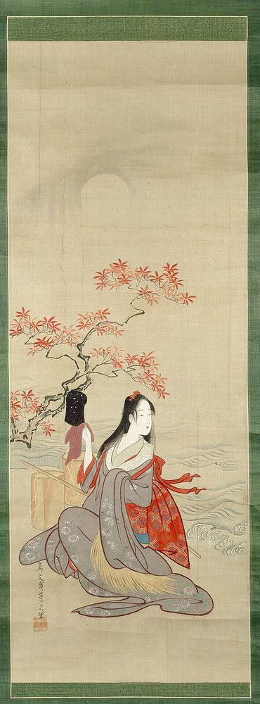 The Salt Maidens, Murasame with Yukihira's Hat by Chôbunsai Eishi