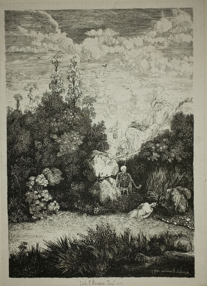 Bathing Woman and Death by Rodolphe Bresdin