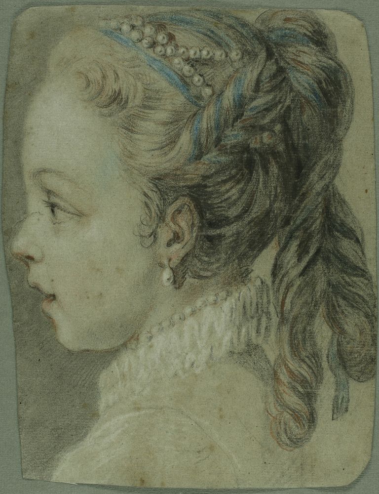 Study: Head of a Young Girl Facing to the Left by Carle van Loo