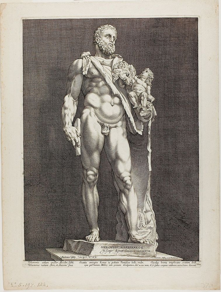 Hercules and Telephos, plate two from Three Famous Antique Sculptures by Hendrick Goltzius