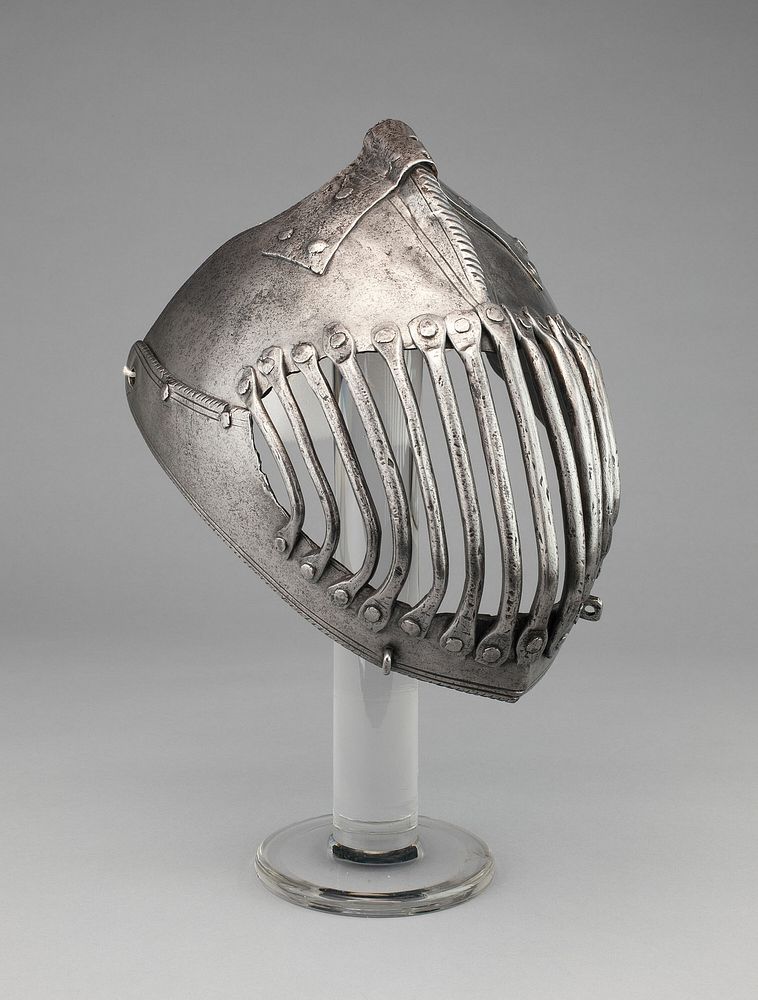 Barred Visor of a Close Helmet for the Gioco del Ponte