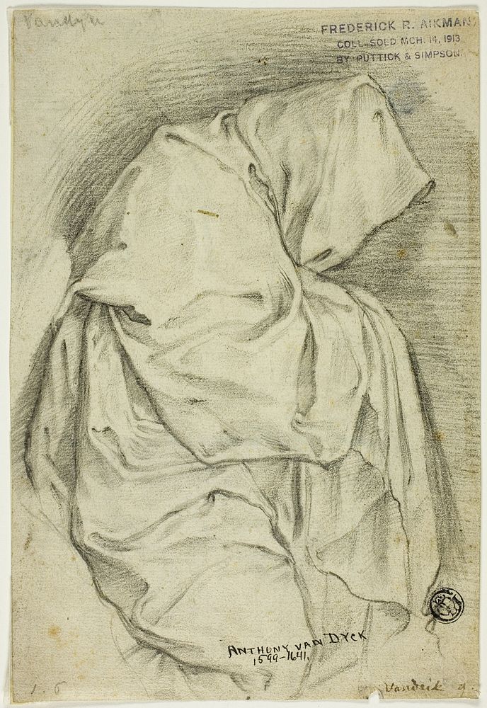 Draped with Hooded Figure (recto); Two Sketches of Swans in Water (verso) by Anthony van Dyck