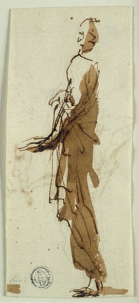 Standing Draped Figure in Profile (recto); Massacre of the Innocents (verso) by Salvator Rosa