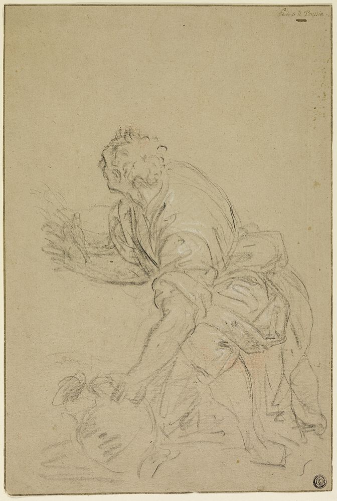 Man Kneeling With Jug (recto); Standing Man (verso) by Nicolas Poussin