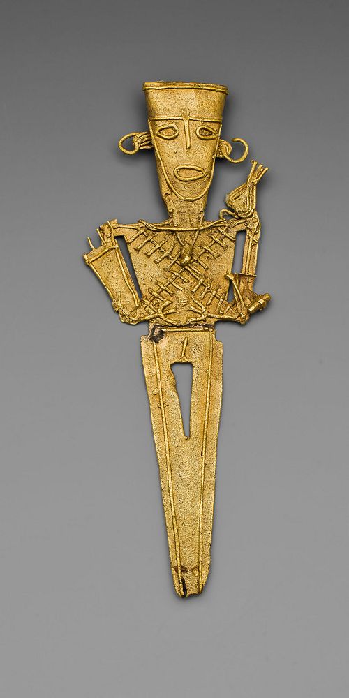 Figurine (Tunjo) of a Standing Figure with Crossed Bands Covering Torso by Muisca