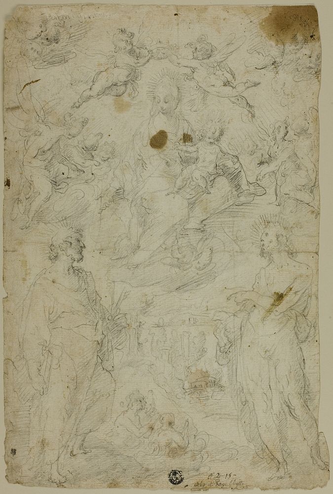 Virgin and Child with Saints Peter and John the Baptist (recto); Saint John the Baptist (verso) by Pietro d' Asaro