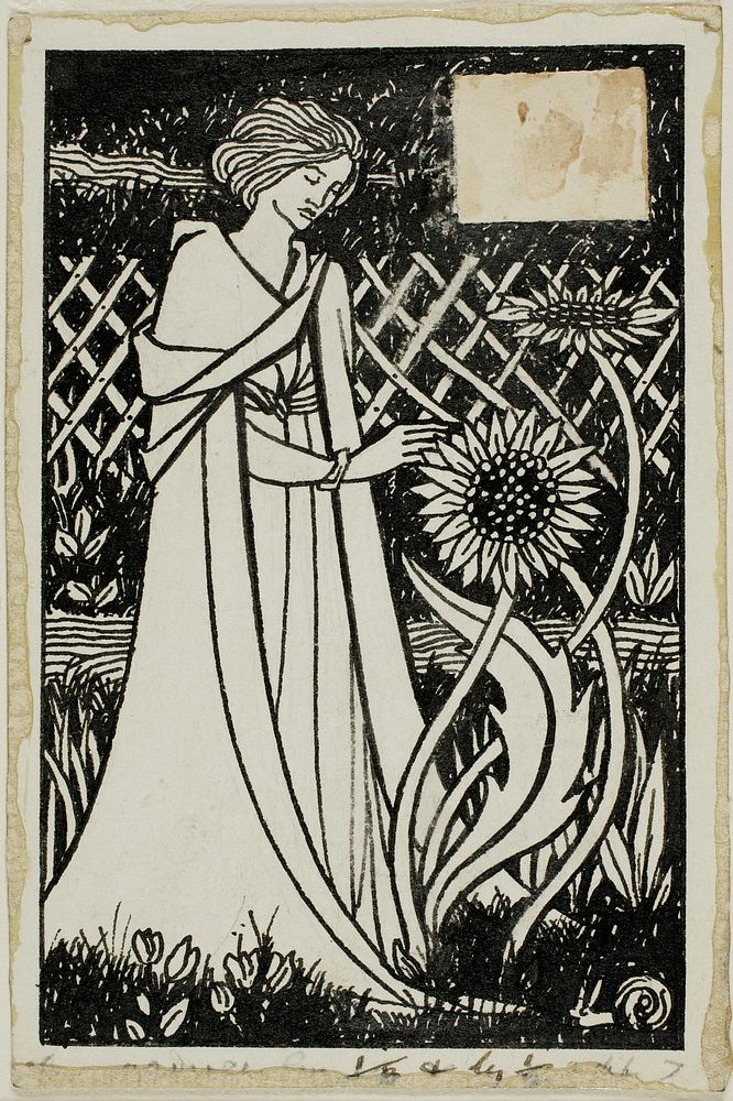 Decorative Study: Woman with Sunflowers by Aubrey Vincent Beardsley