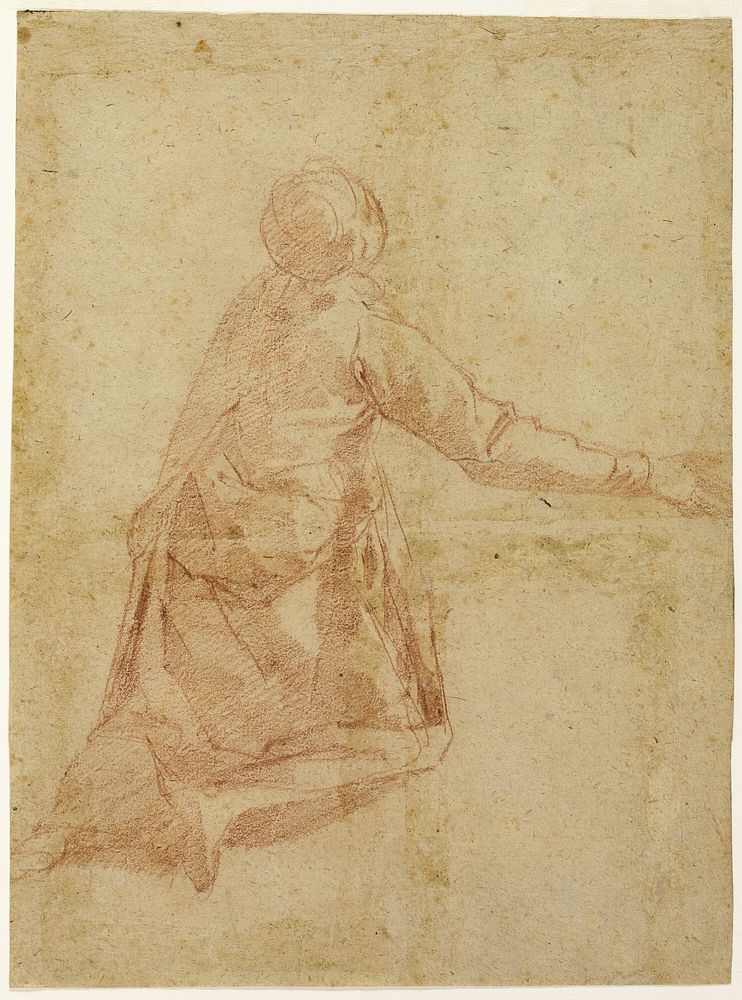 Kneeling Figure from the Back (recto); Three Half-length Studies of Veiled Female Figure (verso) by Andrea Boscoli
