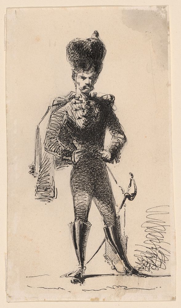 Hussar (recto) Man with a Top Hat and Bandaged Head (verso) by James McNeill Whistler