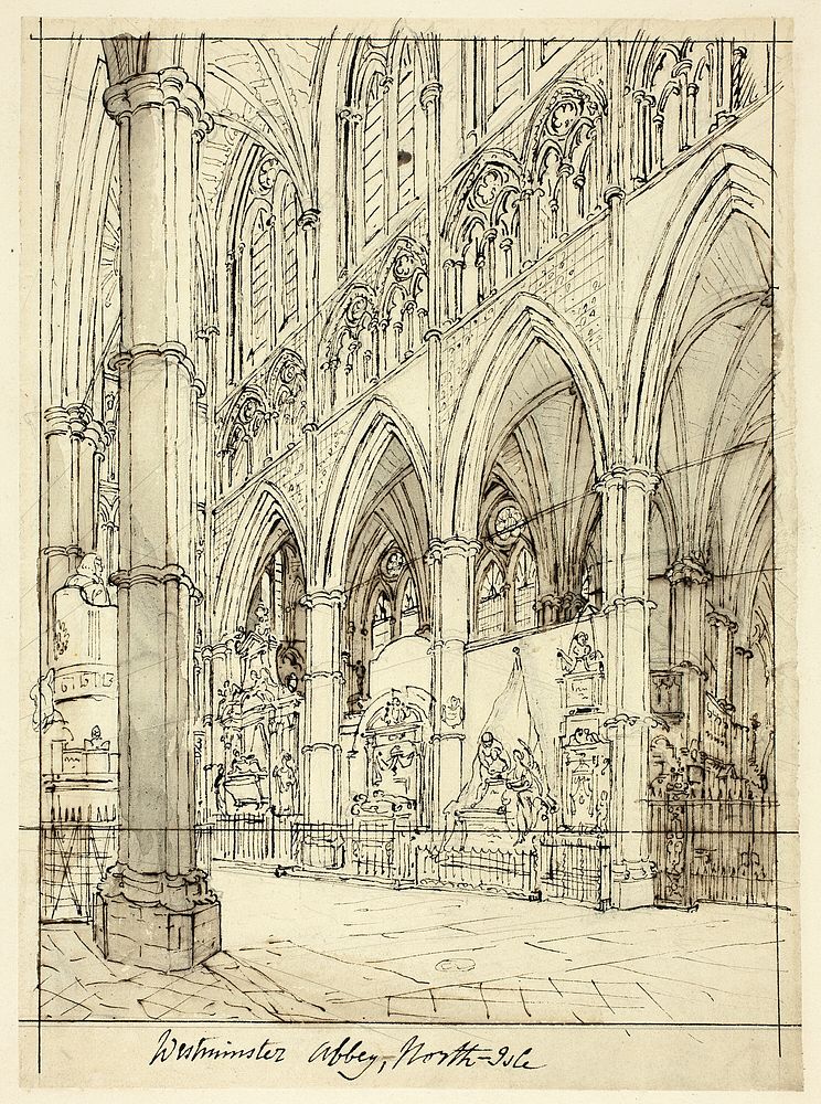 Study for Westminster Abbey, from Microcosm of London by Augustus Charles Pugin