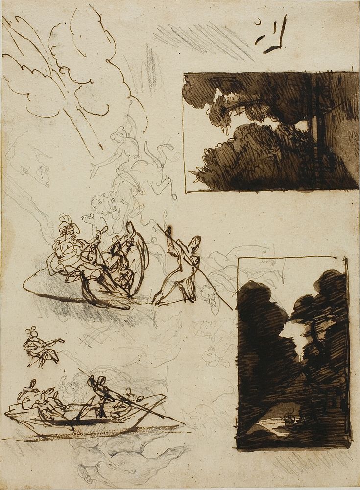 Sketches of a Forest Path and a Musical Boating Party by Jean Louis André Théodore Géricault