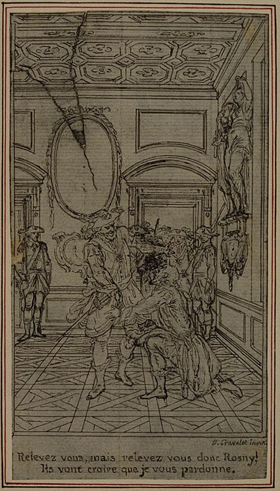 Study for Vignette-Frontispiece of Colle's "La Partie de Chasse de Henri IV", Act I by Hubert François Gravelot