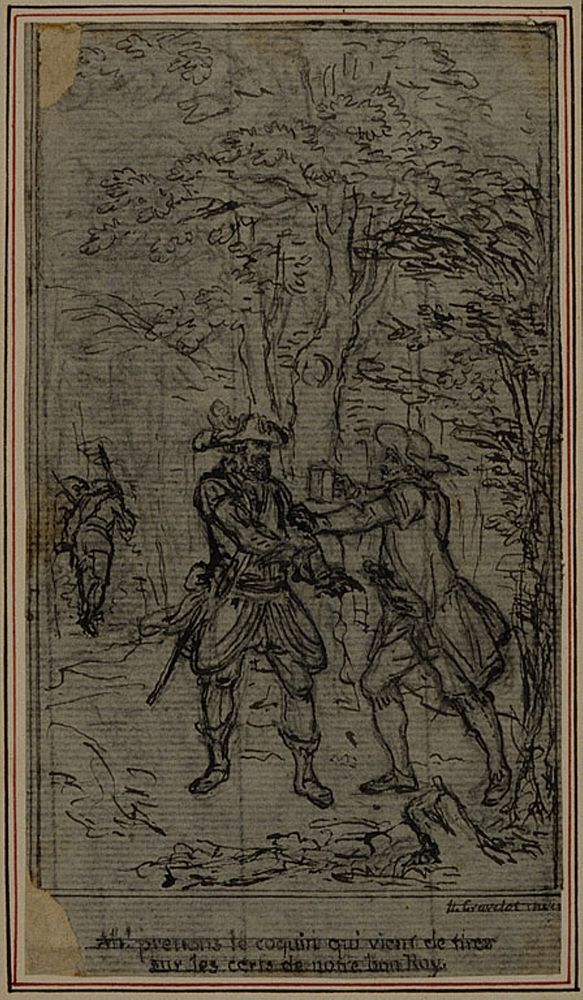 Study for Vignette-Frontispiece of Colle's "La Partie de Chasse de Henri IV", Act II by Hubert François Gravelot
