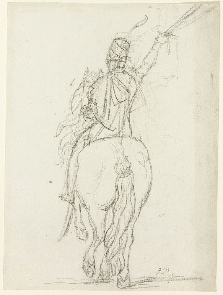 Mounted Officer from the Back by Jacques Louis David