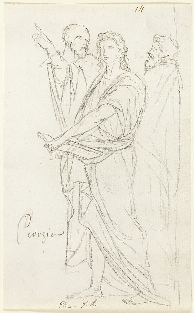 Sketch of Three Classical Figures by Jacques Louis David