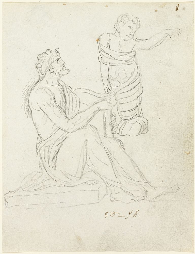 Seated Man and Swaddled Baby by Jacques Louis David