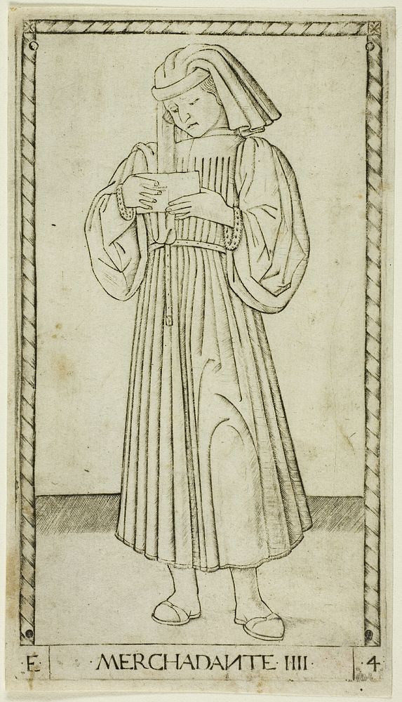 The Merchant, plate four from The Ranks and Conditions of Men by Master of the E-Series Tarocchi