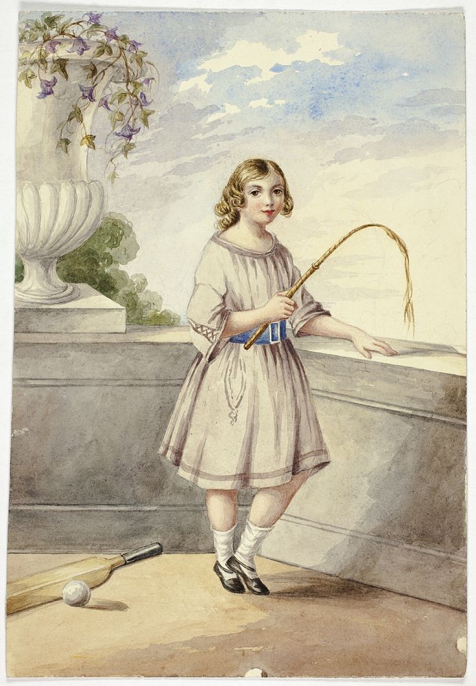 Young Girl with Crop and Cricket Bat by Elizabeth Murray