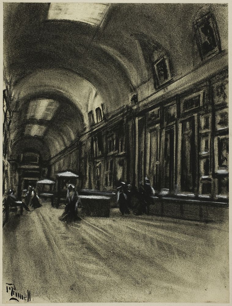 The Long Gallery, Prado by Joseph Pennell