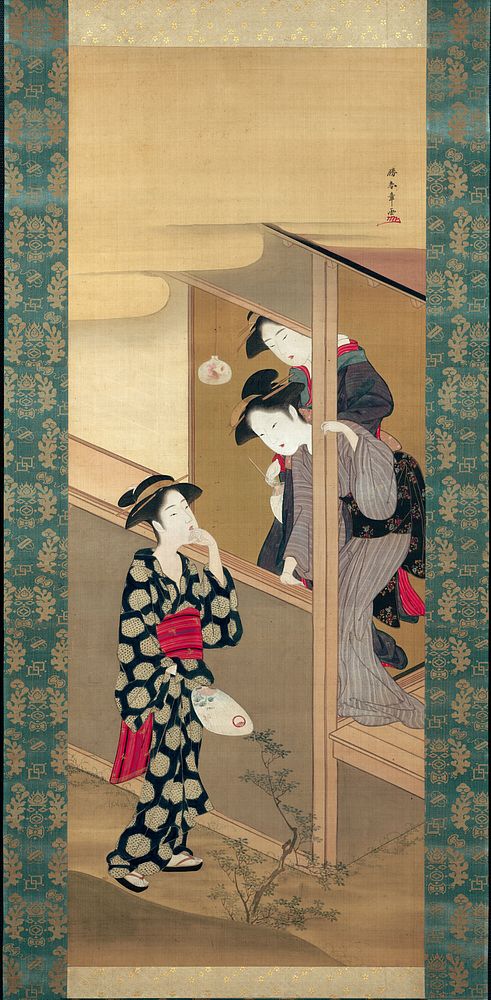 Three Beauties Chatting by a Veranda by Katsukawa Shunsho
