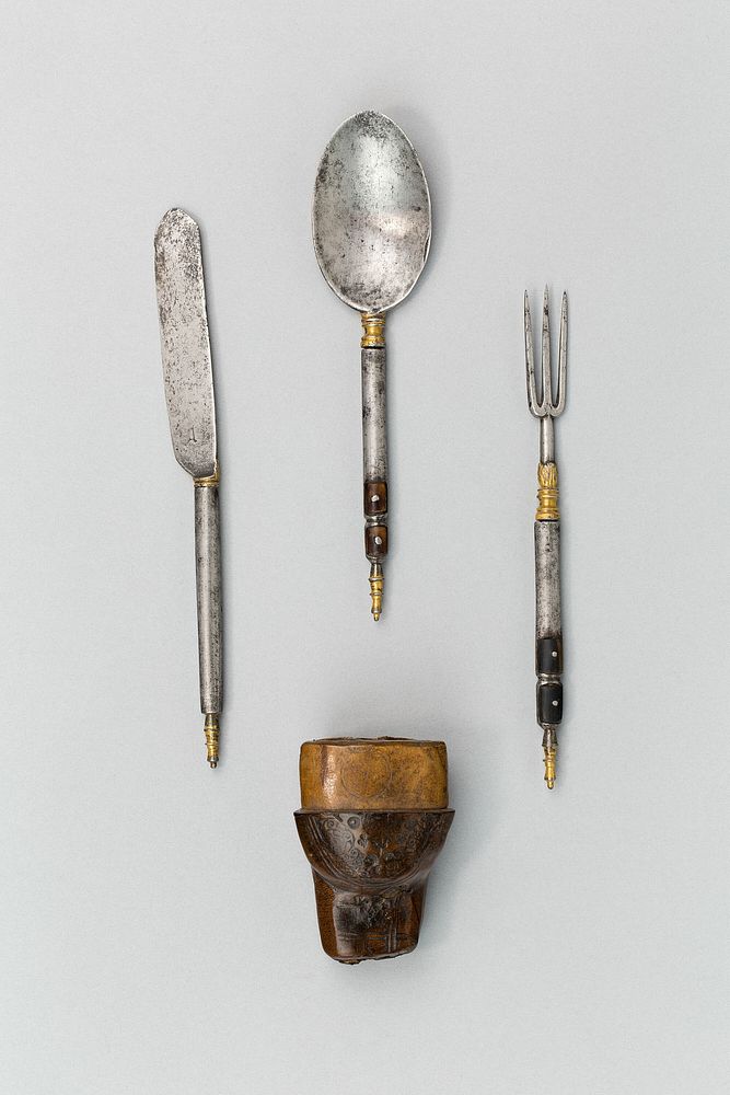 Knife, Fork and Spoon with Cap of a Trousse-Sheath