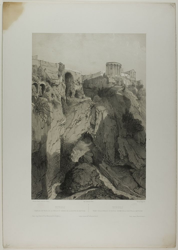 Tivoli: The Temples of Vesta and the Sibyl, and Ruins of the Grotto of Neptune, plate nineteen from Italie Monumentale et…