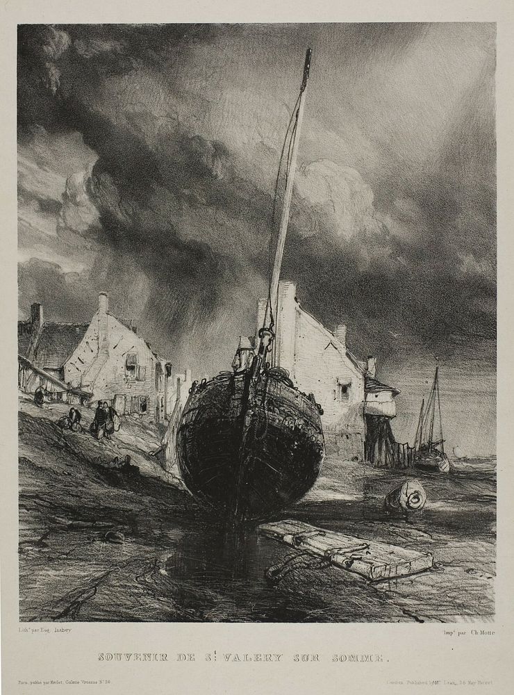 Souvenir of St. Valéry-sur-Somme, plate three from Six Marines by Eugène Isabey