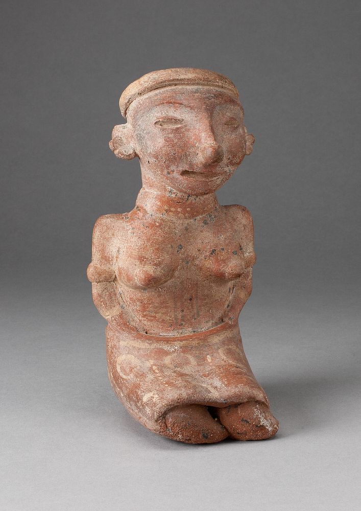 Seated Female Figurine with Patterned Skirt by Nayarit