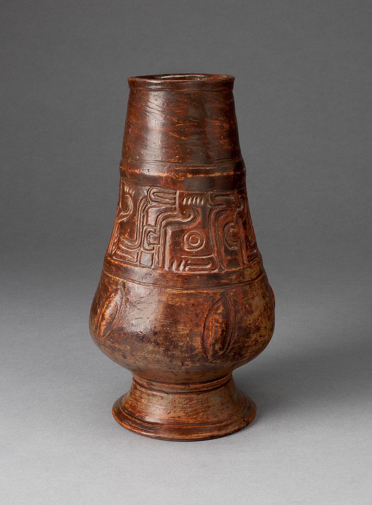 Footed Jar Incised with Pseudo-Gylphs by Maya