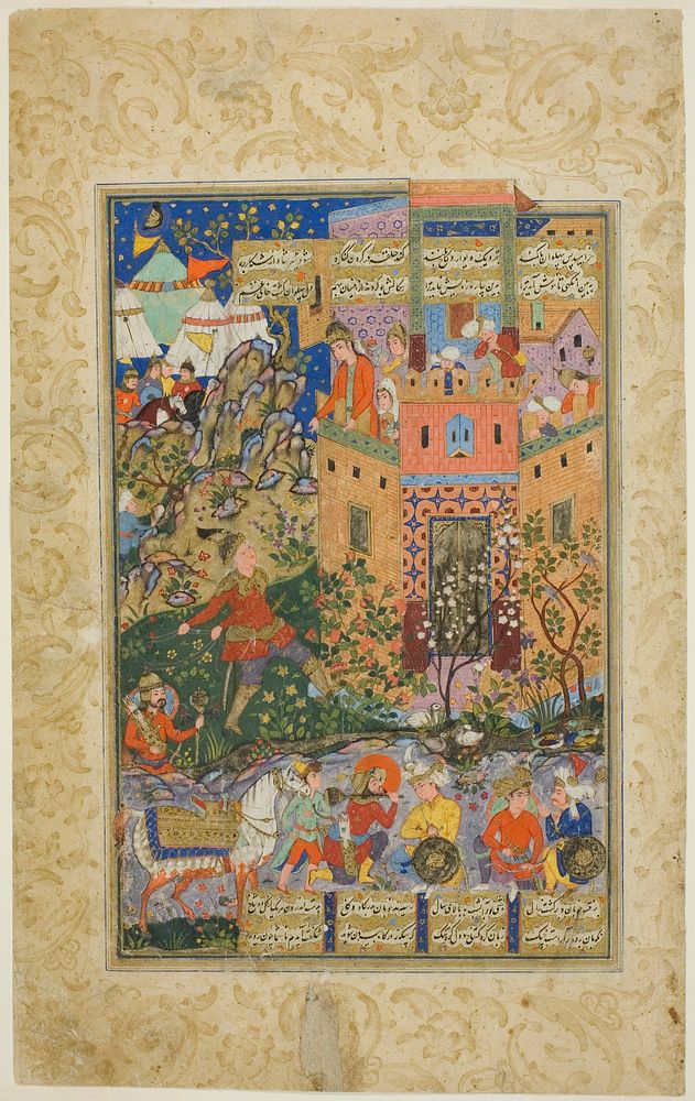 Zal Climbing to Rudaba, page from a copy of the Shahnama of Firdausi by Islamic