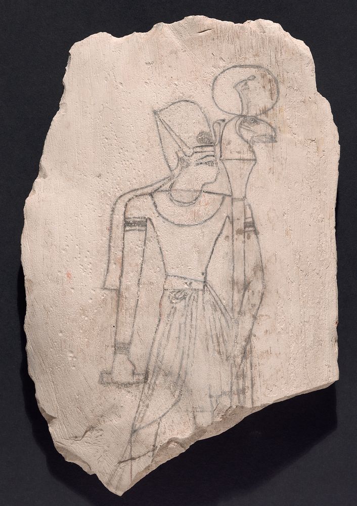 Ostracon with a Drawing of a King by Ancient Egyptian