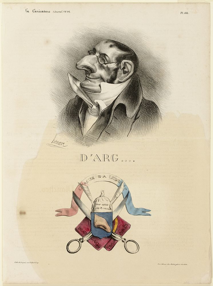 D'Arg...., plate 188 from Célébrités de la Caricature by Honoré-Victorin Daumier