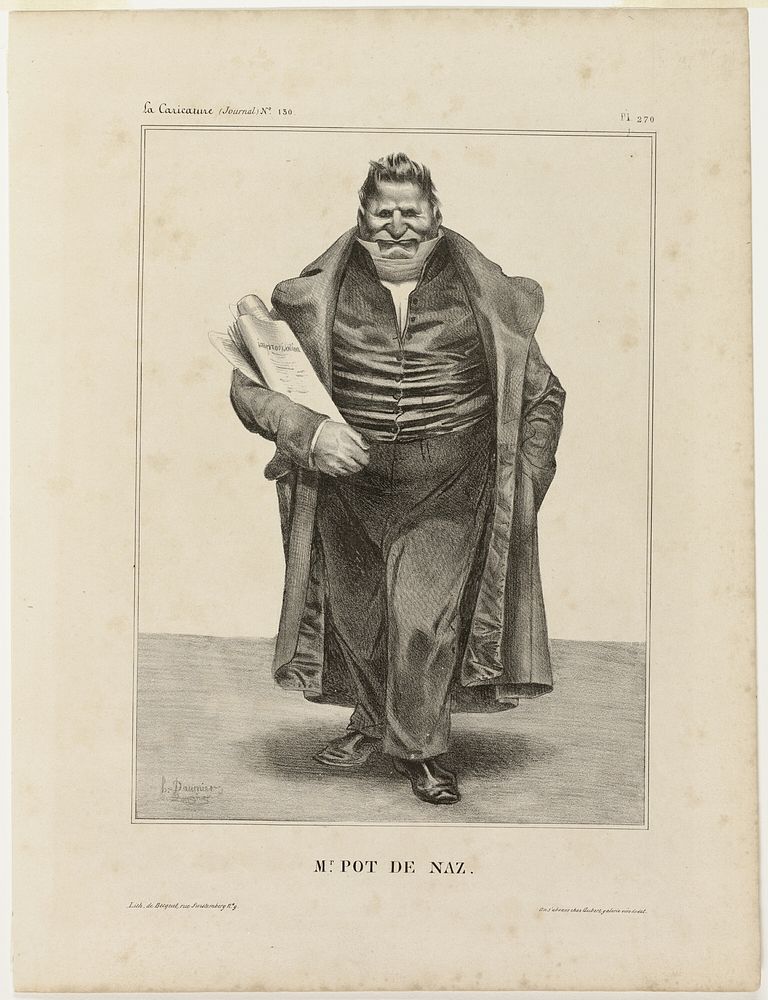 Mr. Pot De Naz.., plate 270 from Célébrités de la Caricature by Honoré-Victorin Daumier