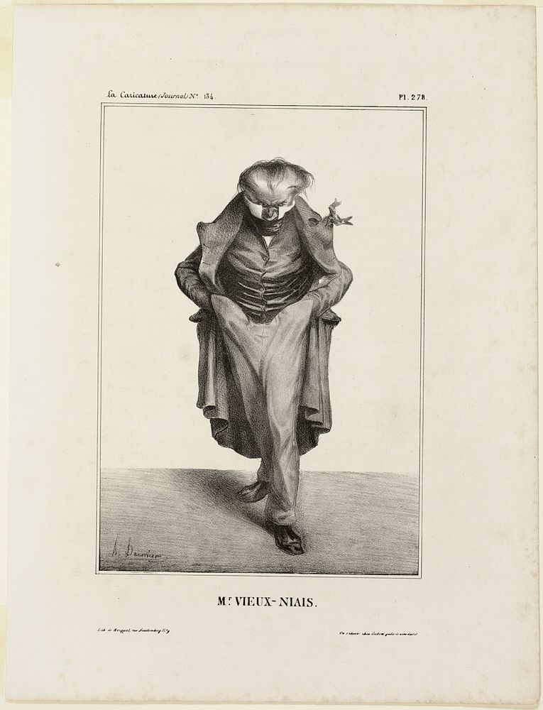 Mr. Vieux-Niais, plate 278 from Célébrités de la Caricature by Honoré-Victorin Daumier