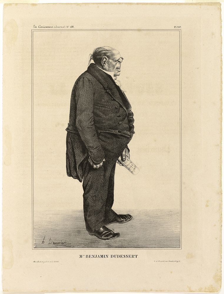 Mr. Benjamin Dudessert, plate 287 from Célébrités de la Caricature by Honoré-Victorin Daumier