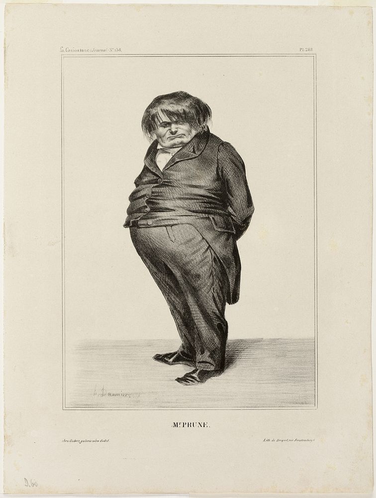 Mr. Prune, plate 288 from Célébrités de la Caricature by Honoré-Victorin Daumier