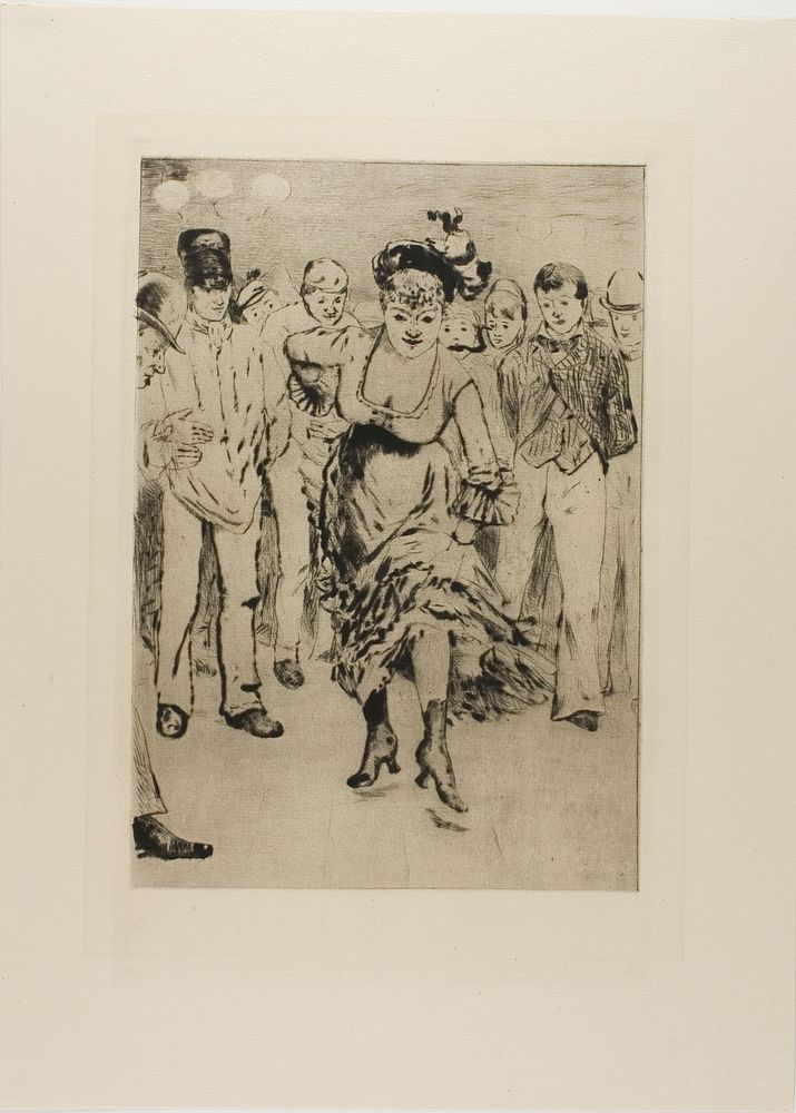 Plate from l'Assommoir (dancing woman with circle of onlookers) by Gaston La Touche