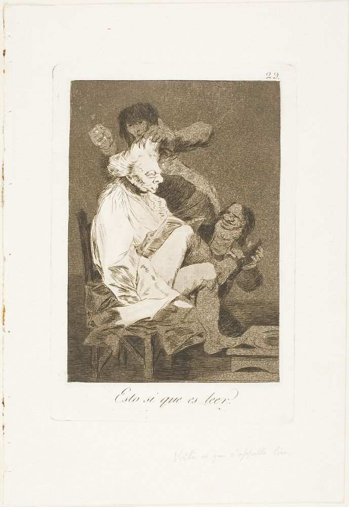 That certainly is being able to read, plate 29 from Los Caprichos by Francisco José de Goya y Lucientes