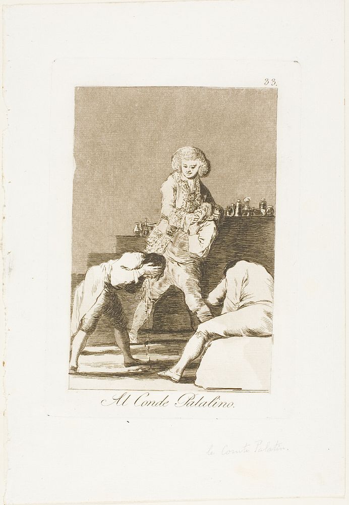 To the Count Palatine or Count of the Palate, plate 33 from Los Caprichos by Francisco José de Goya y Lucientes
