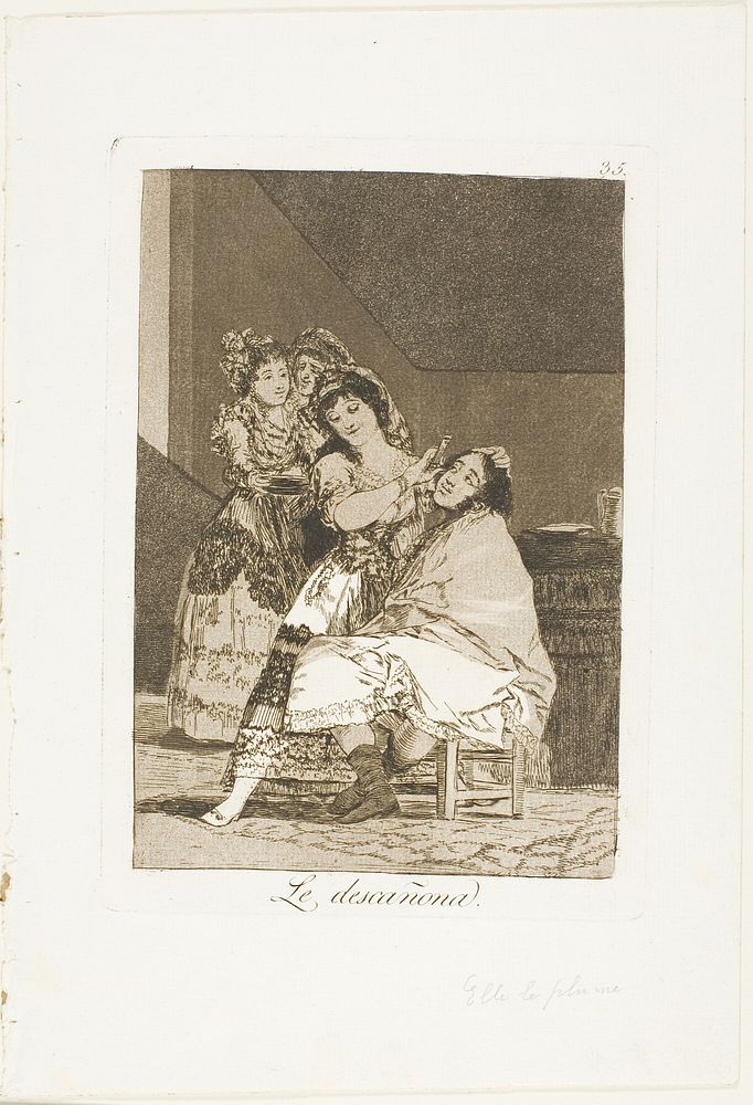 She Fleeces him, plate 35 from Los Caprichos by Francisco José de Goya y Lucientes