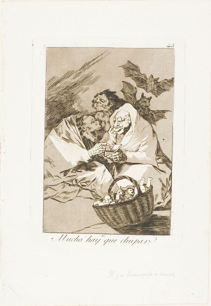 There is Plenty to Suck, plate 45 from Los Caprichos by Francisco José de Goya y Lucientes