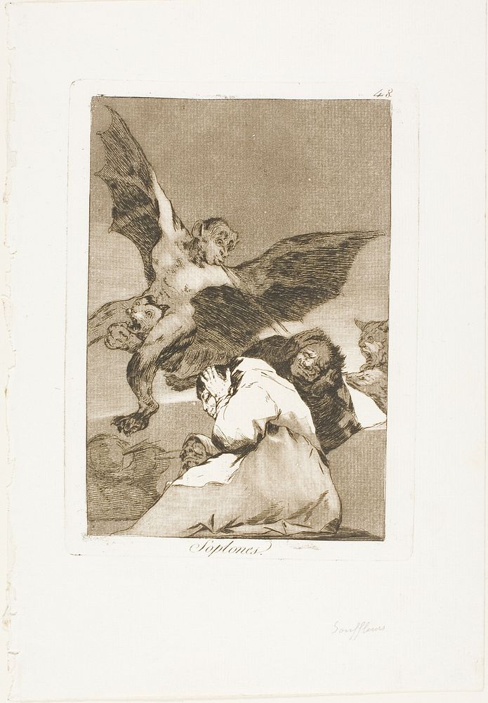 Tale-Bearers - Blasts of Wind, plate 48 from Los Caprichos by Francisco José de Goya y Lucientes