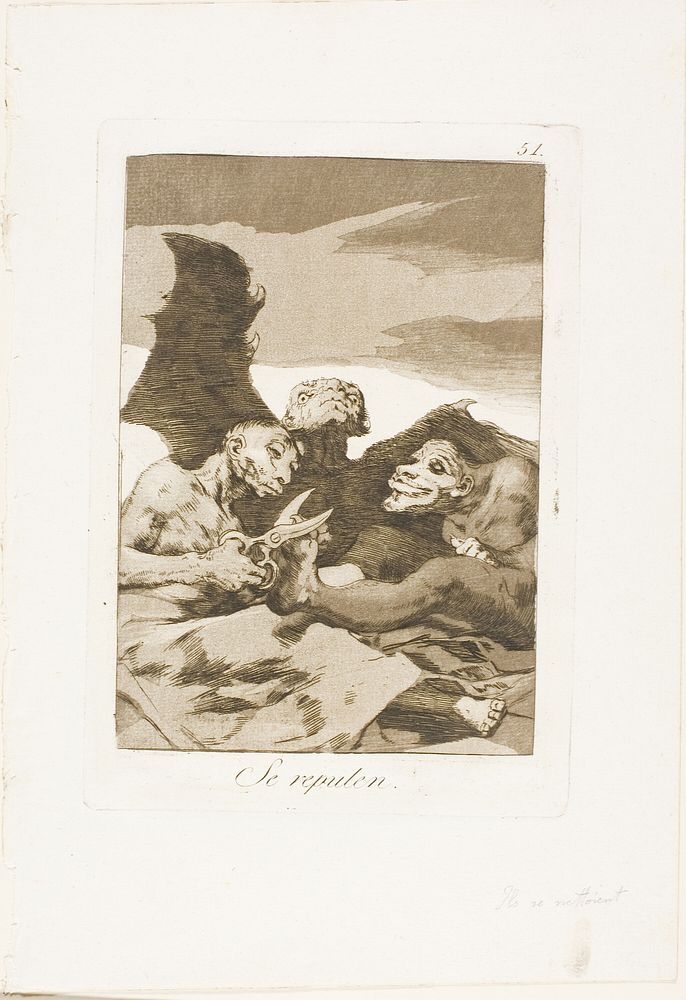 They Spruce Themselves Up, plate 51 from Los Caprichos by Francisco José de Goya y Lucientes