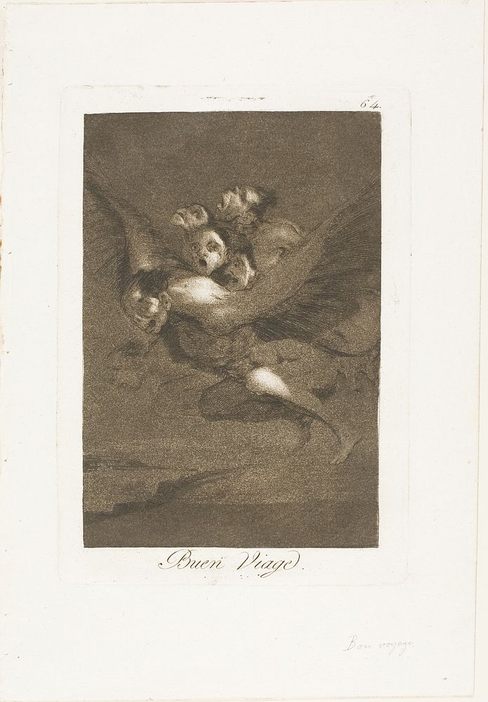 Bon voyage, plate 64 from Los Caprichos by Francisco José de Goya y Lucientes